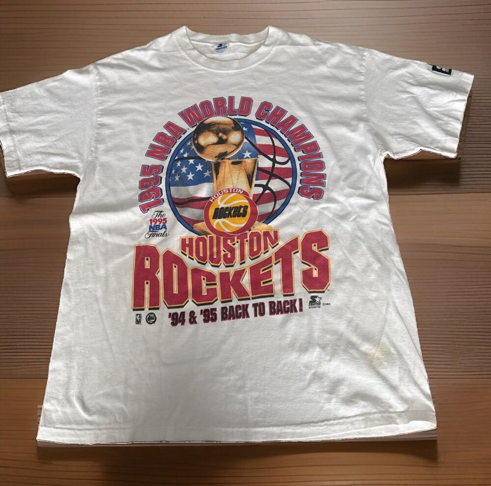 Y2K 1995 Houston Rockets NBA Champions Starter Graphic Single Stitch Tee Size L